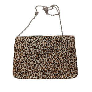 Vintage‎ Terramina Womens Leopard Print Chain Strap Crossbody Mini Bag 8x12"